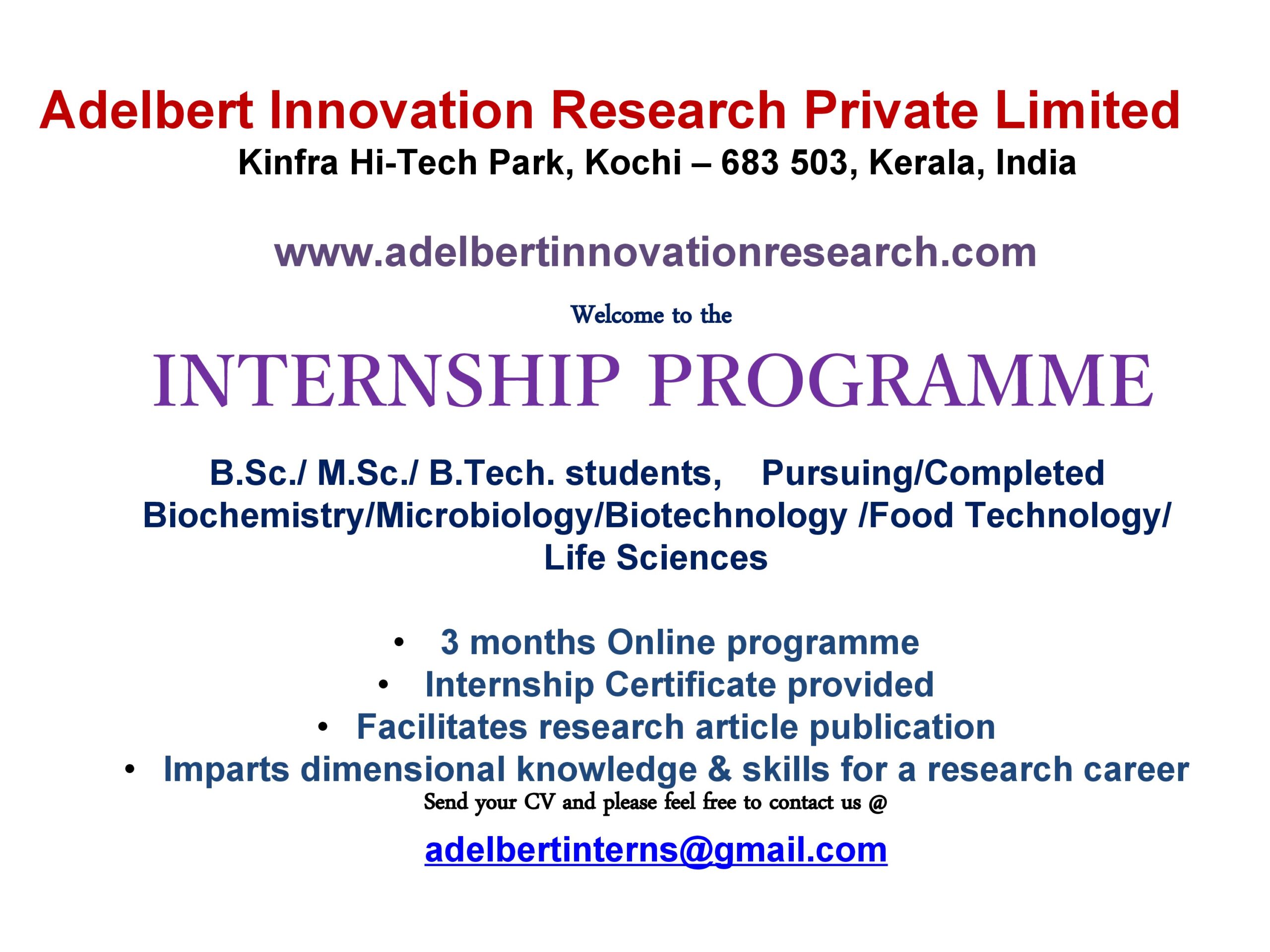 Internship Programme Oct 2021 Adelbert Internship Programme Oct 2021 Adelbert